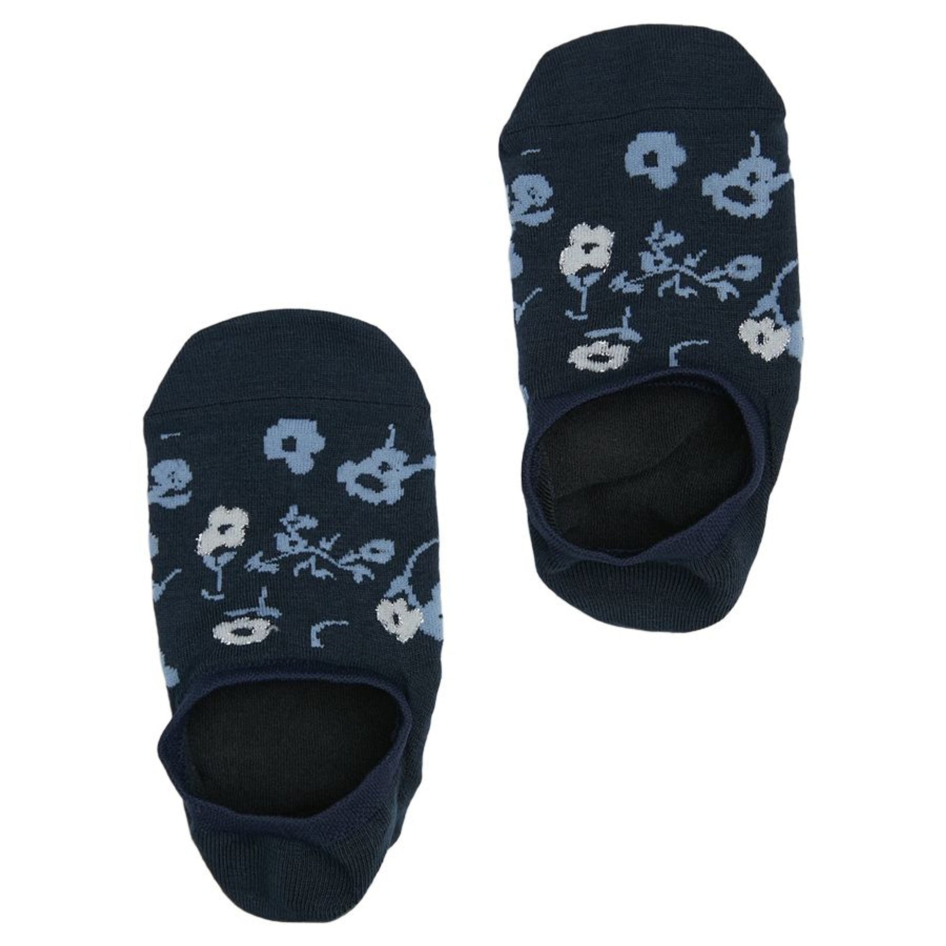 No-Show Socks 3-pair DeadSoxy navy floral footie socks on Tampa Home & Garden Store