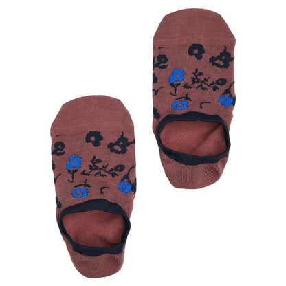 No-Show Sock 7-Pack DeadSoxy rust brown with navy blue floral print, low-cut footie socks on Tampa Home & Garden Store