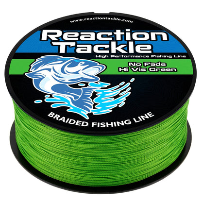 Línea de pesca trenzada Reaction Tackle - Sin decoloración, verde de alta visibilidad - NUEVA