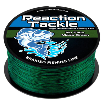 Línea de pesca trenzada Reaction Tackle - Sin decoloración, verde musgo - NUEVA
