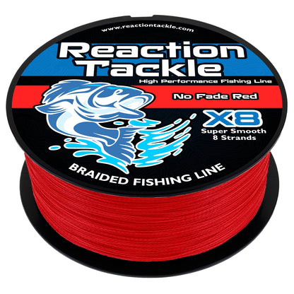 Ligne de pêche tressée Reaction Tackle X8 - Rouge inaltérable, 8 brins - NEUVE