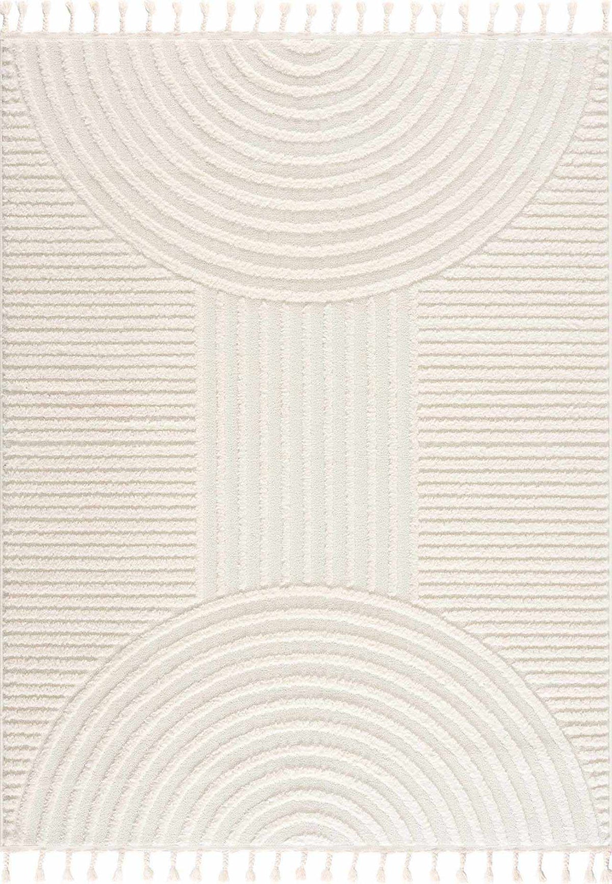 Guiling 3D Rainbow Area Rug with Tassels, cream rug by Boutique Rugs on Tampa Home & Garden Store