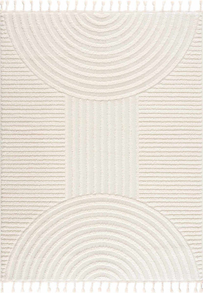 Guiling 3D Rainbow Area Rug with Tassels, cream rug by Boutique Rugs on Tampa Home & Garden Store