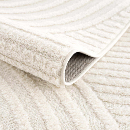 Guiling 3D Rainbow Area Rug with Tassels, soft cream plush texture and tassel edge on Tampa Home & Garden Store