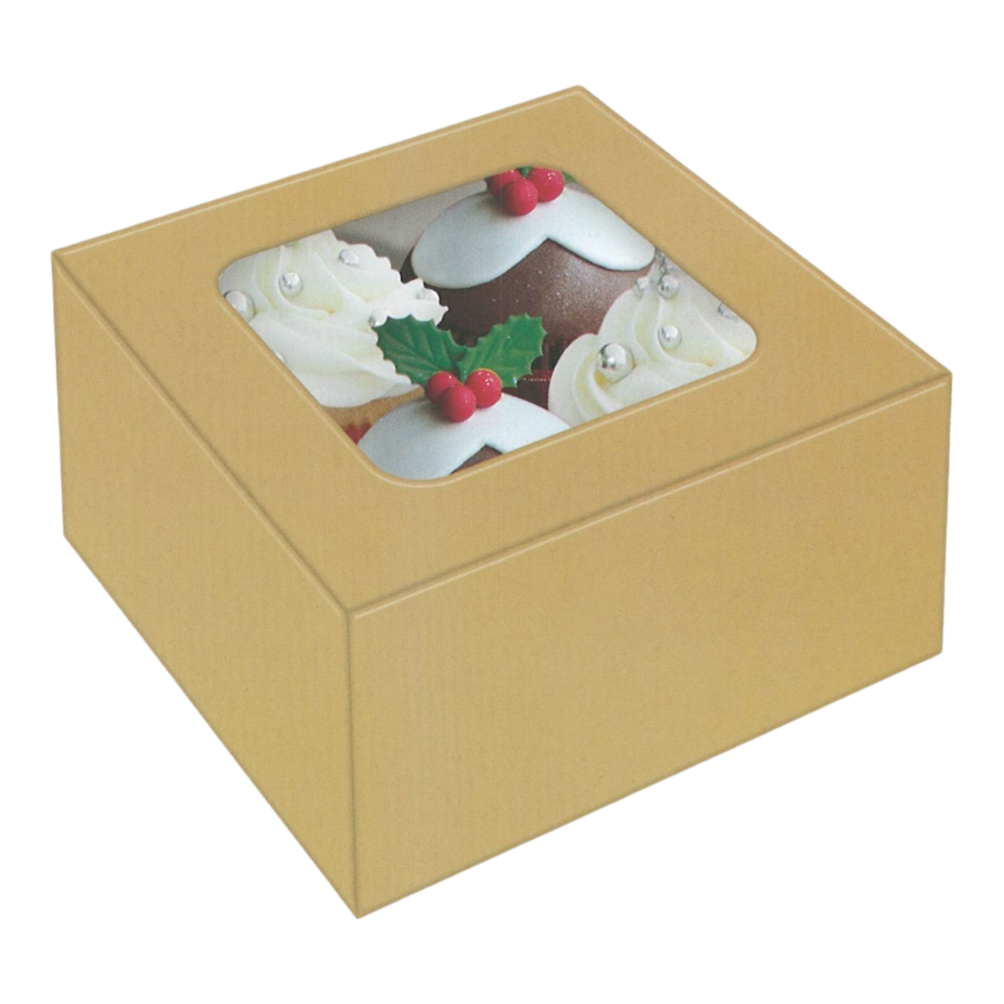 Bakery Box - 4 Cup Cakes or Cookies - Gold Foil