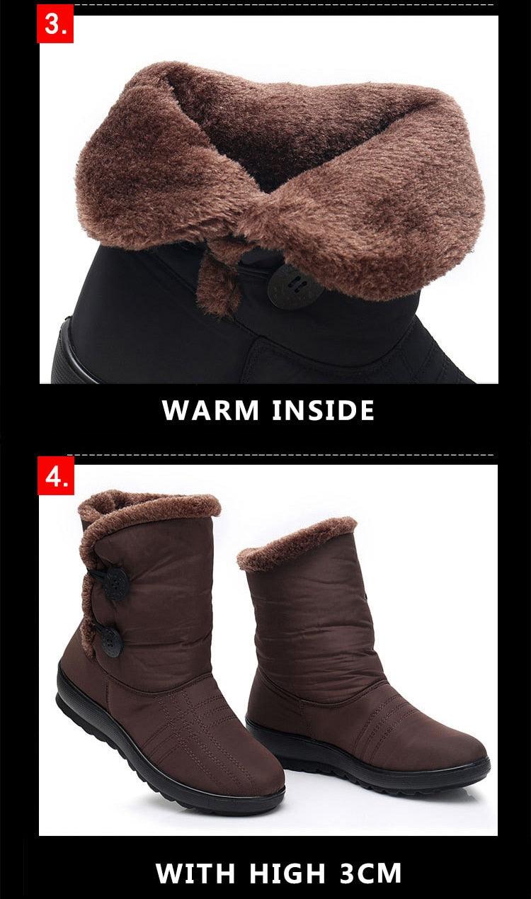 Stevvex brown winter boots with plush fur lining and non-slip sole on Tampa Home & Garden Store