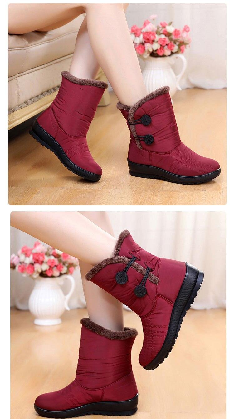 Winter boots Stevvex red waterproof with faux fur lining and toggle closures non-slip outsole on Tampa Home & Garden Store