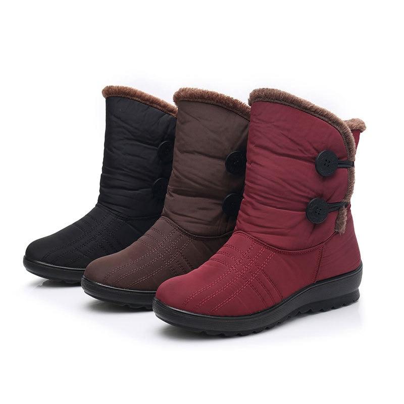 Stevvex non-slip snow boots for women in black, brown, burgundy with warm fur lining on Tampa Home & Garden Store