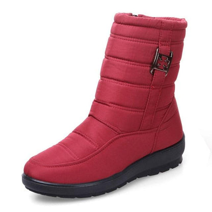 Non-Slip snow boot Stevvex red quilted winter boot with buckle, waterproof and warm lining on Tampa Home & Garden Store