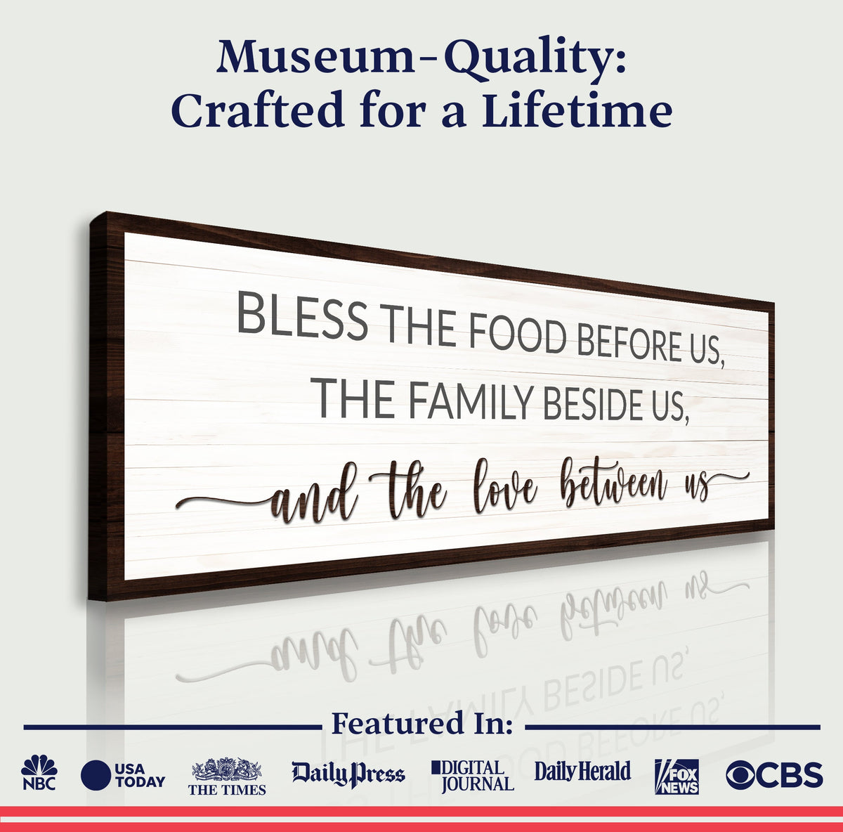 Canvas Sign II Bless The Food Before Us And The Love Between Us Tailored Canvases, wood frame on Tampa Home & Garden Store