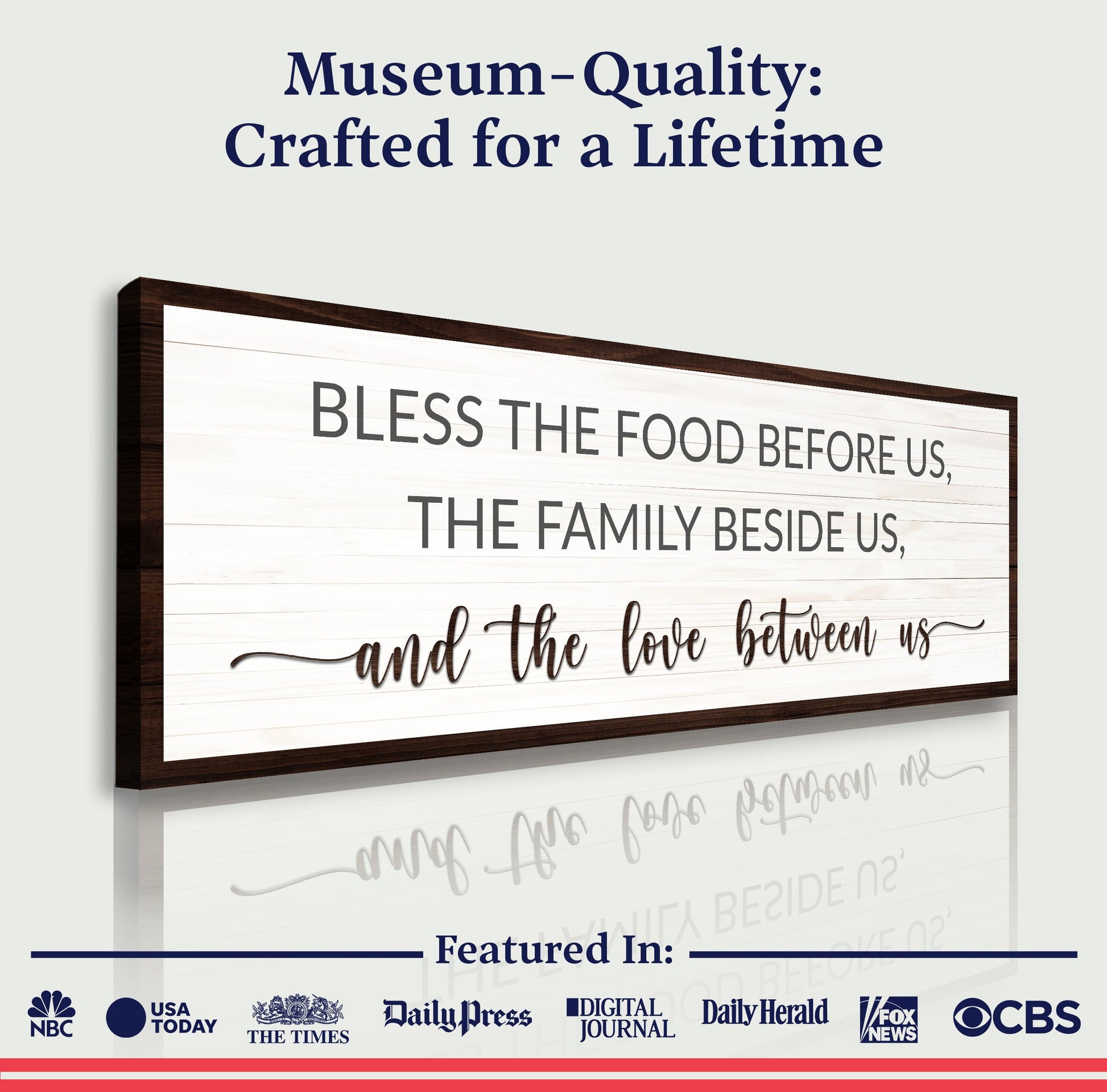 Canvas Sign II Bless The Food Before Us And The Love Between Us Tailored Canvases, wood frame on Tampa Home & Garden Store