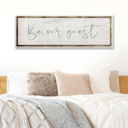 Be Our Guest Sign canvas by Tailored Canvases with a rustic frame on Tampa Home & Garden Store