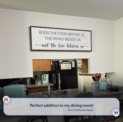 Canvas sign Bless The Food Before Us And The Love Between Us Sign II by Tailored Canvases on Tampa Home & Garden Store