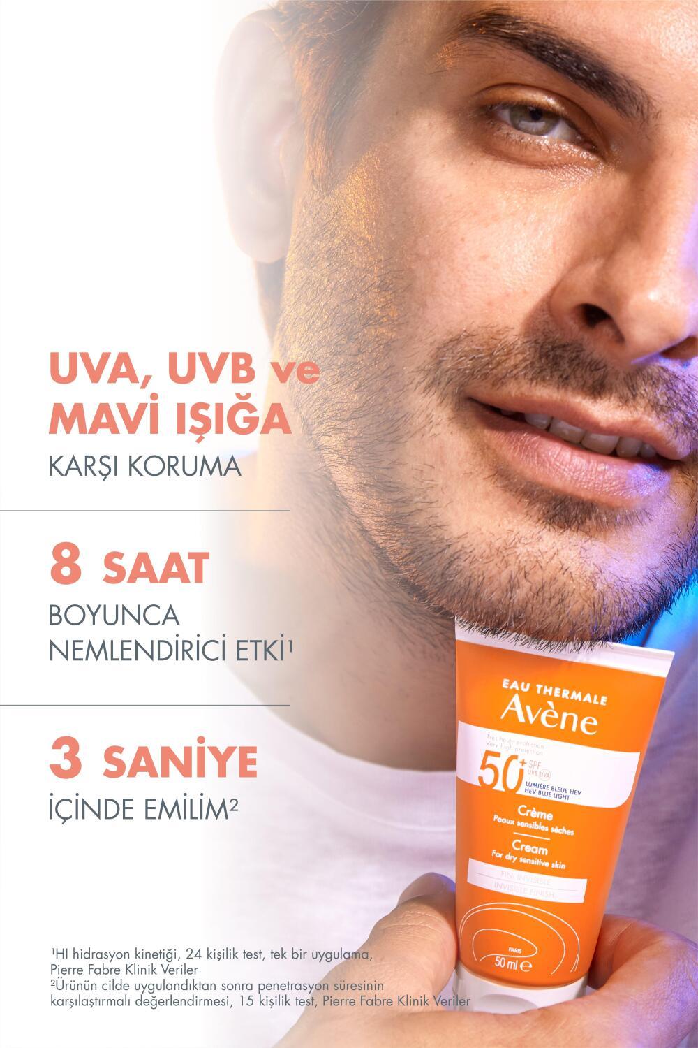 Avène fragrance-free sunscreen cream SPF50+ for dry skin in orange tube, water-resistant on Tampa Home & Garden Store