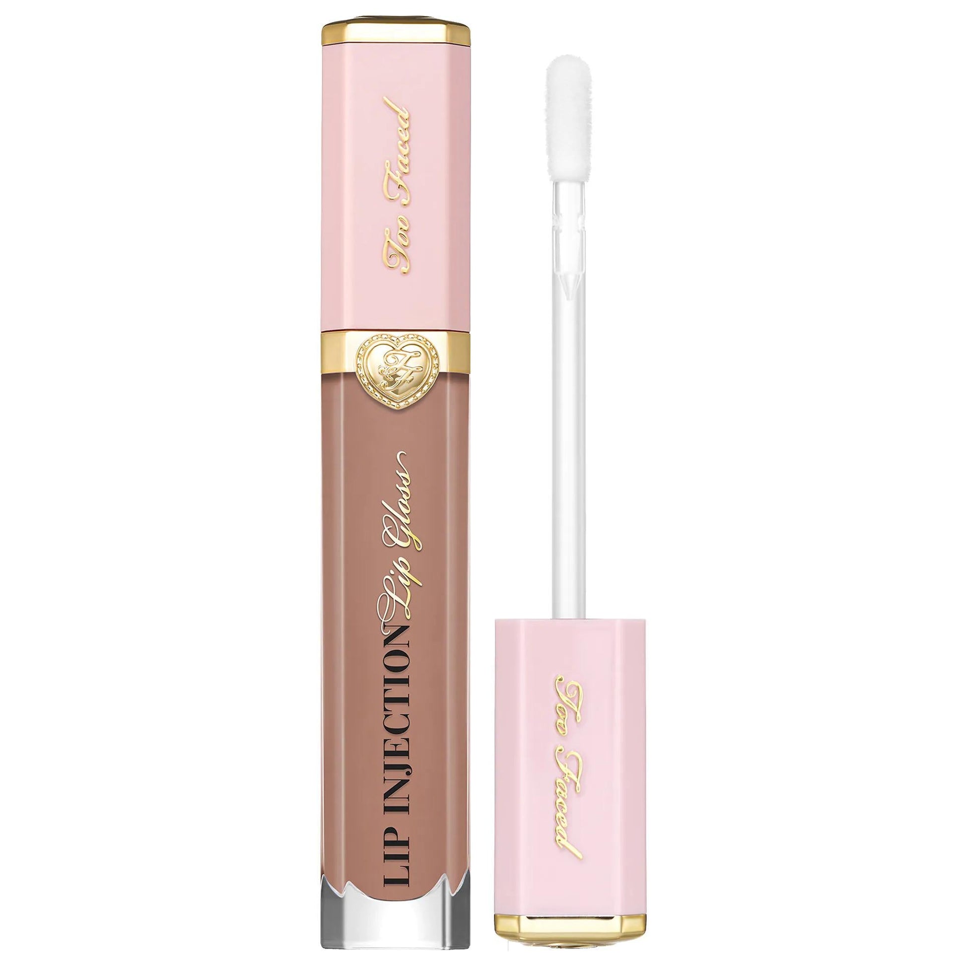 Too Faced Lip Injection Power Plumping Hydrating Lip Gloss duo in pink nude tubes with gold caps on Tampa Home & Garden Store