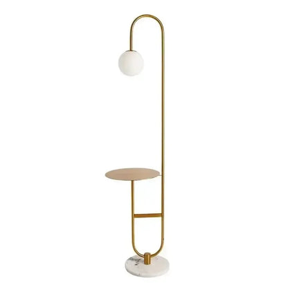 Nordic Black Metal Led Floor Lamp Glass Table