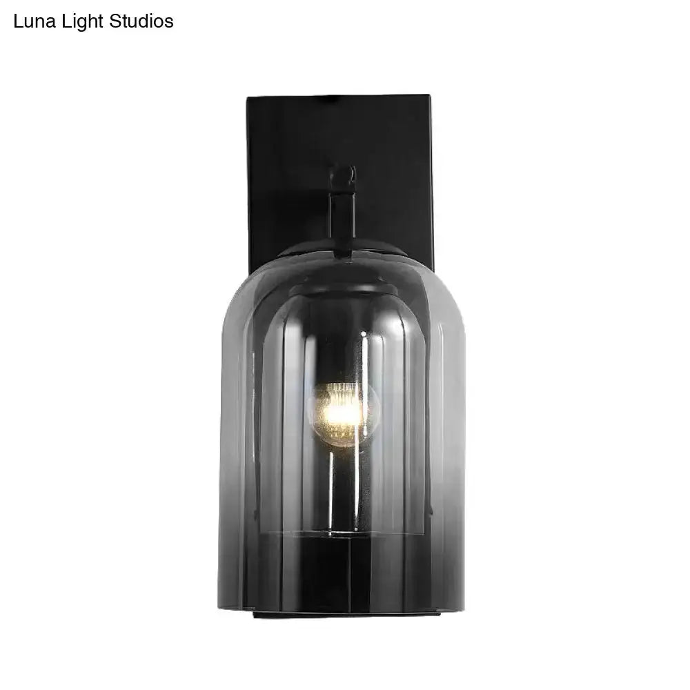 Nordic Black Smoked Glass Dome Wall Lamp Sconce