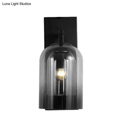 Nordic Black Smoked Glass Dome Wall Lamp Sconce
