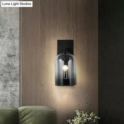 Nordic Black Smoked Glass Dome Wall Lamp Sconce