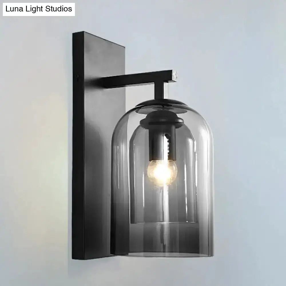 Nordic Black Smoked Glass Dome Wall Lamp Sconce
