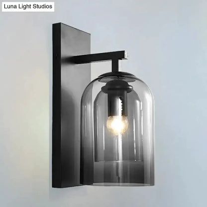 Nordic Black Smoked Glass Dome Wall Lamp Sconce