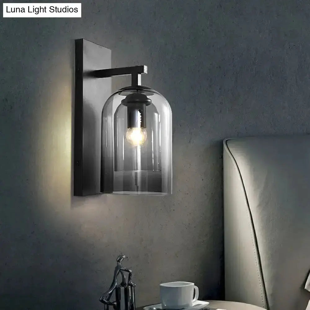 Nordic Black Smoked Glass Dome Wall Lamp Sconce