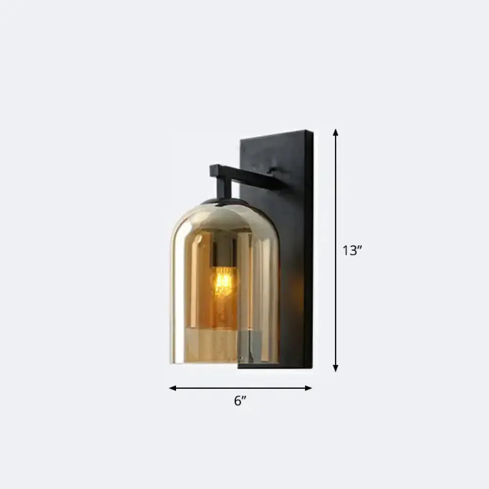 Nordic Black Smoked Glass Dome Wall Lamp Sconce