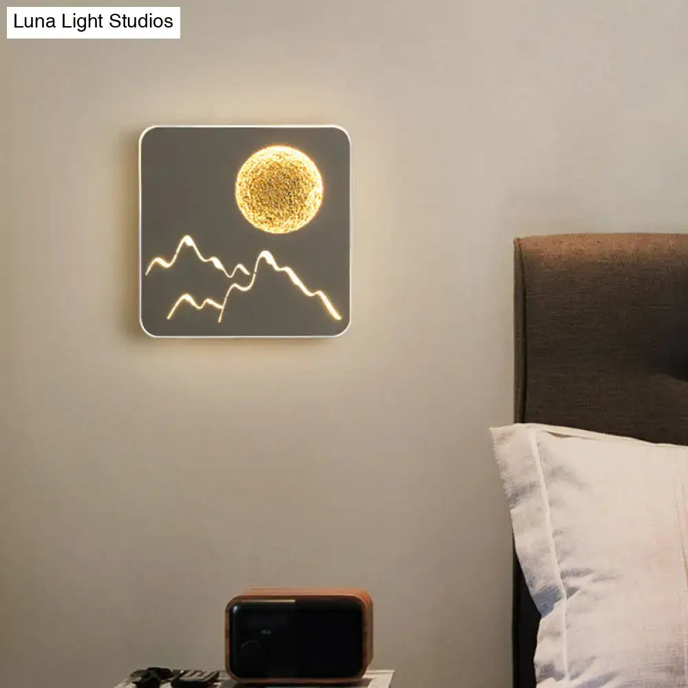 Metallic Mountain Wall Light Decorbites dark panel with warm sun LED lines wall mounted on Tampa Home & Garden Store