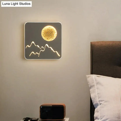 Metallic Mountain Wall Light Decorbites dark panel with warm sun LED lines wall mounted on Tampa Home & Garden Store