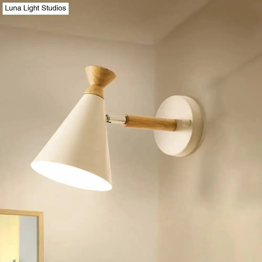 Nordic Blue Metal Cone Shade Wall Light Reading