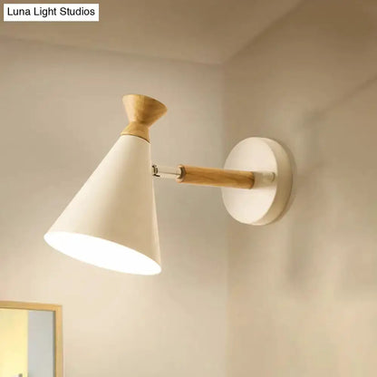 Nordic Blue Metal Cone Shade Wall Light Reading