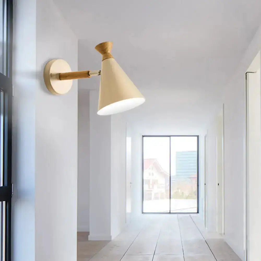 Nordic Blue Metal Cone Shade Wall Light Reading