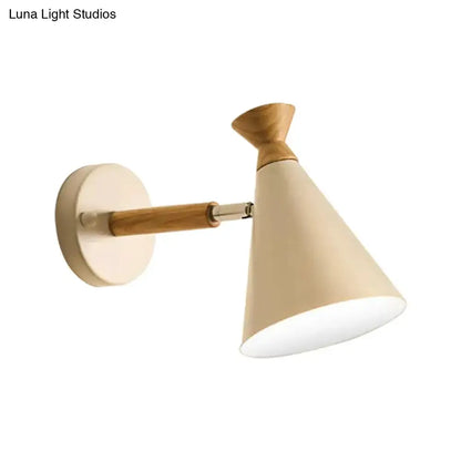 Nordic Blue Metal Cone Shade Wall Light Reading