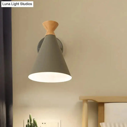 Nordic Blue Metal Cone Shade Wall Light Reading