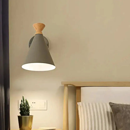 Nordic Blue Metal Cone Shade Wall Light Reading