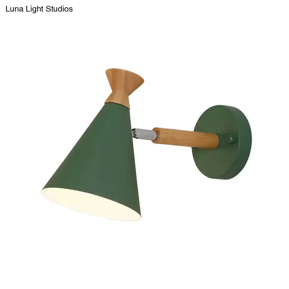 Nordic Blue Metal Cone Shade Wall Light Reading
