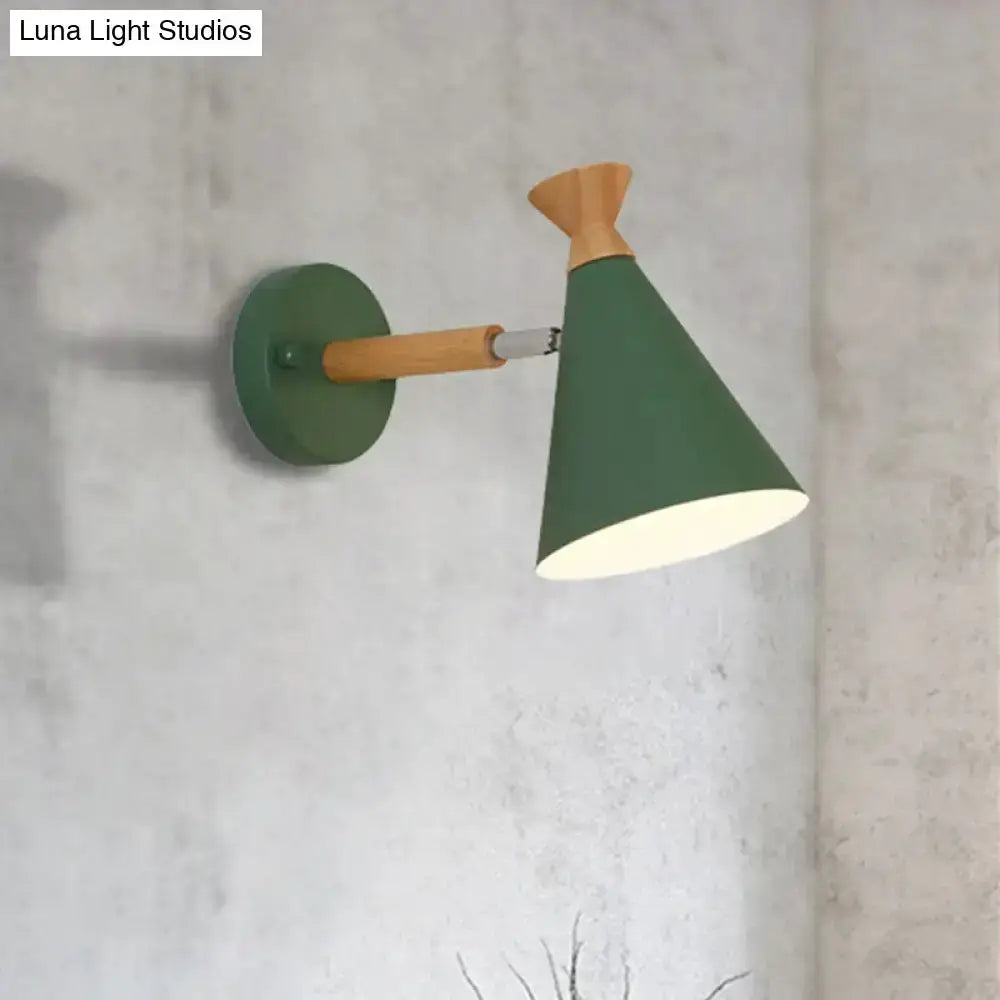 Nordic Blue Metal Cone Shade Wall Light Reading