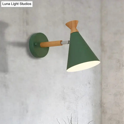 Nordic Blue Metal Cone Shade Wall Light Reading