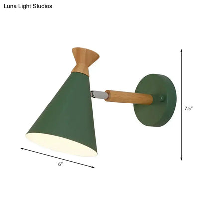 Nordic Blue Metal Cone Shade Wall Light Reading
