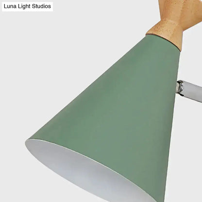 Nordic Blue Metal Cone Shade Wall Light Reading