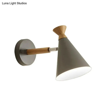 Nordic Blue Metal Cone Shade Wall Light Reading