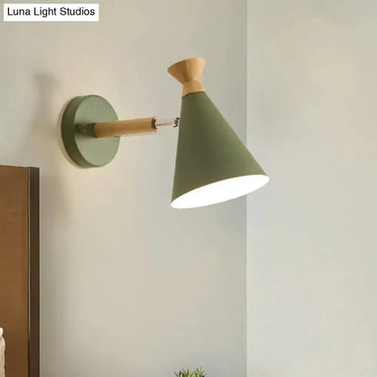 Nordic Blue Metal Cone Shade Wall Light Reading