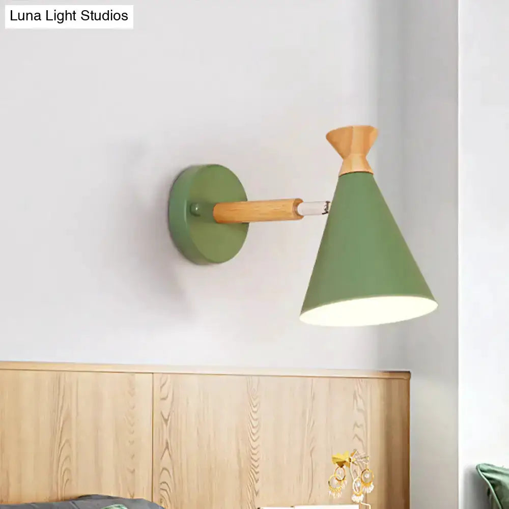 Nordic Blue Metal Cone Shade Wall Light Reading