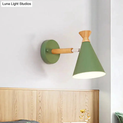 Nordic Blue Metal Cone Shade Wall Light Reading