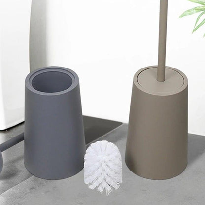 Nordic ceramic toilet brush with steel holder two holders gray taupe Stevvex on Tampa Home & Garden Store