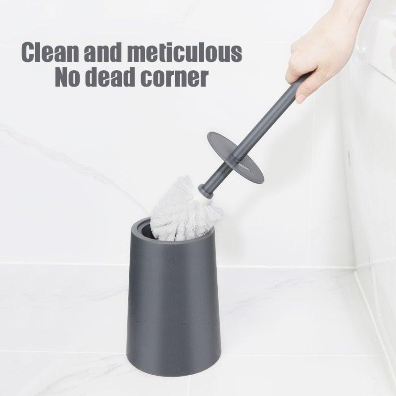 Stevvex Nordic Ceramic Toilet Brush and Steel Holder in dark gray with white bristles on Tampa Home & Garden Store