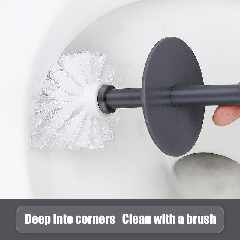 Nordic ceramic toilet brush and steel holder with white bristles and gray handle on Tampa Home & Garden Store