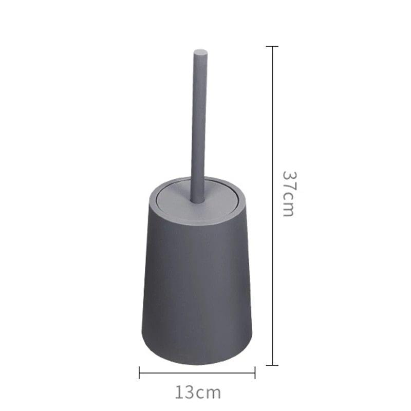 Nordic Ceramic Toilet Brush and Steel Holder, gray ceramic cone with slim steel brush, 37 cm tall on Tampa Home & Garden Store