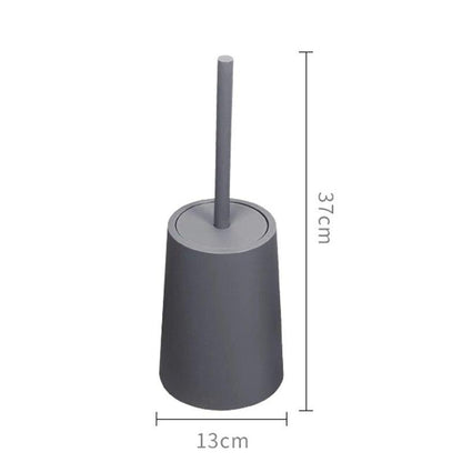 Nordic Ceramic Toilet Brush and Steel Holder, gray ceramic cone with slim steel brush, 37 cm tall on Tampa Home & Garden Store