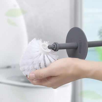 Nordic ceramic toilet brush with steel holder, gray wall-mount base Stevvex on Tampa Home & Garden Store